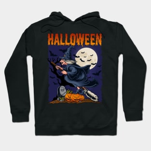 Halloween night flying witch Hoodie